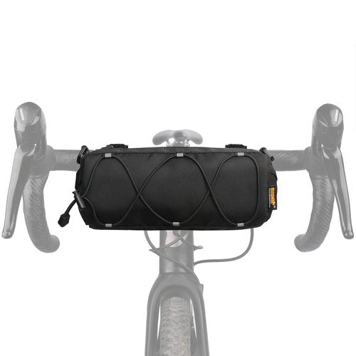 Rhinowalk Bike Handlebar Bag, Bicycle Front Bag Frame Storage Roll Bag Mountain Road Bikes Commuter Shoulder Bag Professional Cycling Accessories-Black+Black