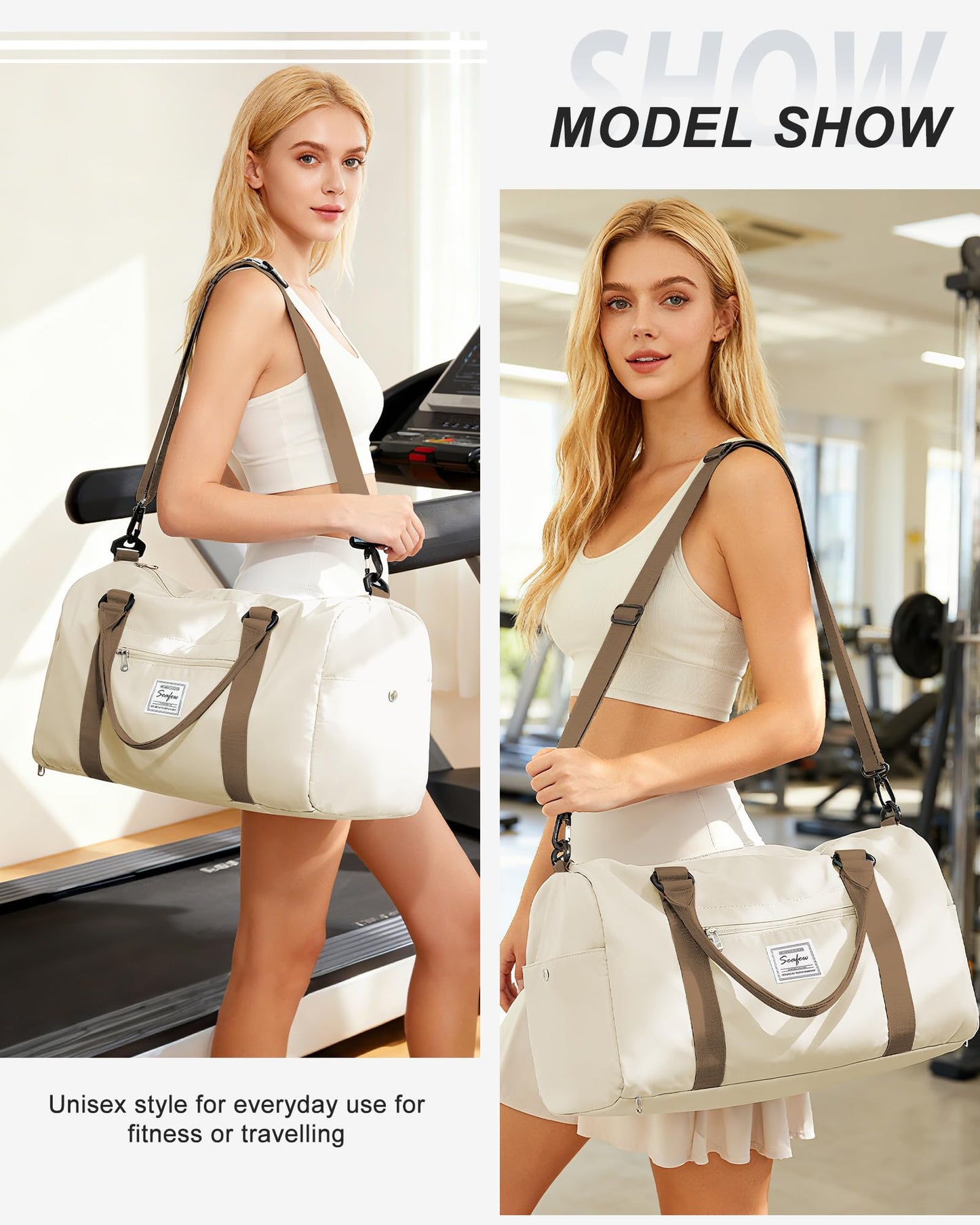 Gym Bag Womens Mens with Shoes Compartment and Wet Pocket Travel Duffel Bag for Women for Plane Sport Gym Tote Bags Swimming Yoga Small Waterproof Weekend Overnight Carry on Bag Hospital Holdalls