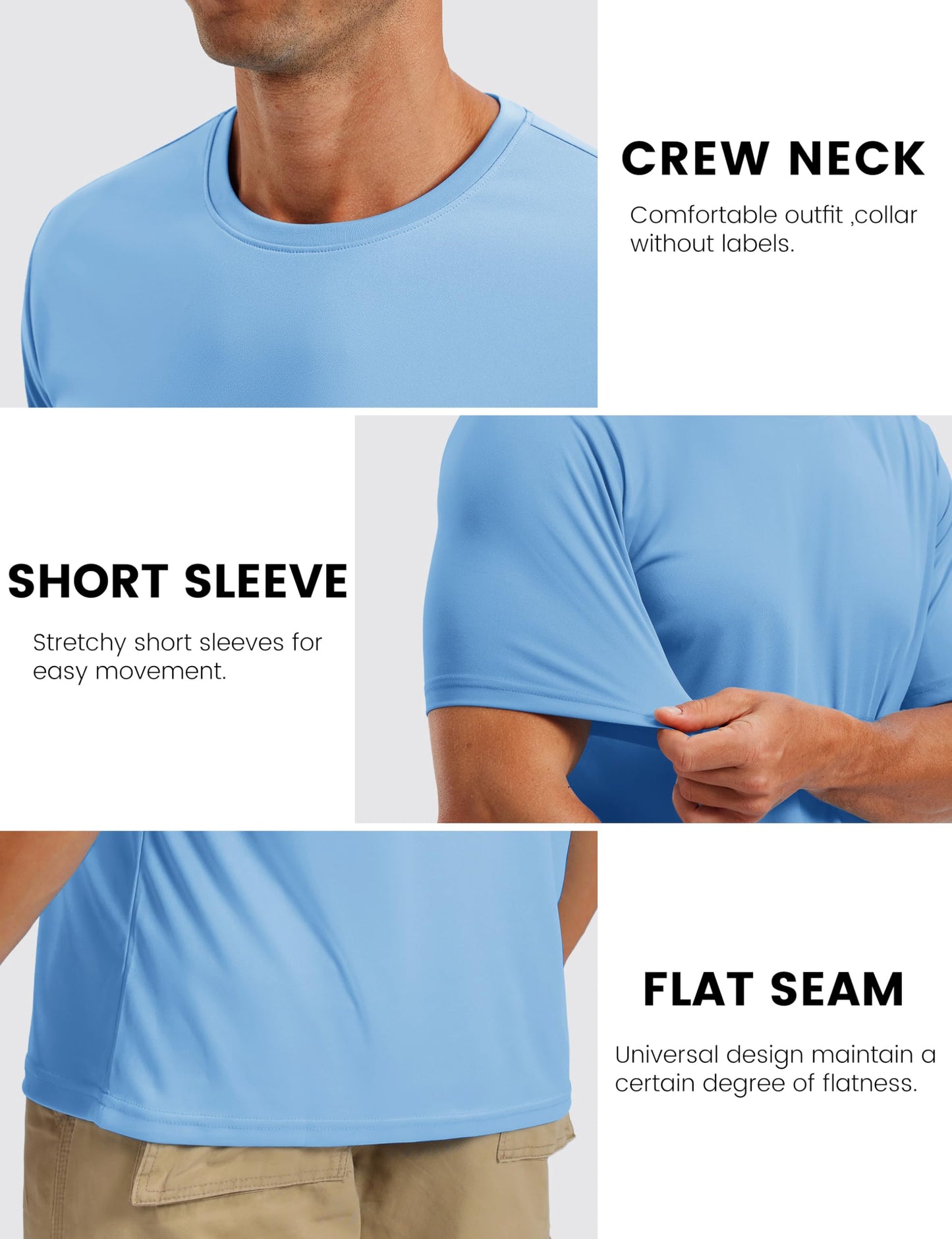 TACVASEN T Shirts for Men Sun Protection Swim Shirts for Men Quick Dry Fit Short Sleeve Rash Guard UPF50+ Running Water UV T-Shirts Blue XL