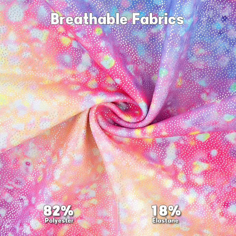 Gymnastics Leotards for Girls Toddler Dance Tumbling Outfits 5t size 6 Kids Sleeveless Biketard with Shorts Sparkly Rainbow Glitter Dancwear Unitards Clothes Bodysuit (Rainbow Glitter, 5-6 Years)
