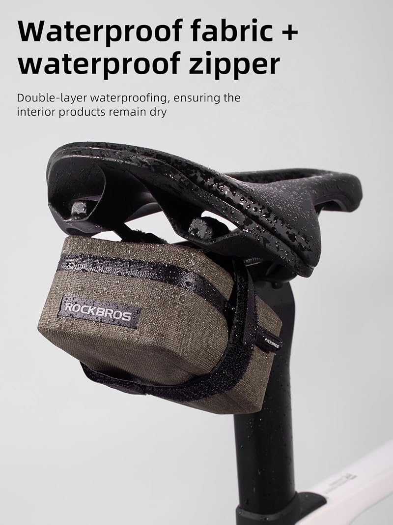 RockBros 0.4L Bike Saddle Bag Khaki Waterproof Ultra Small