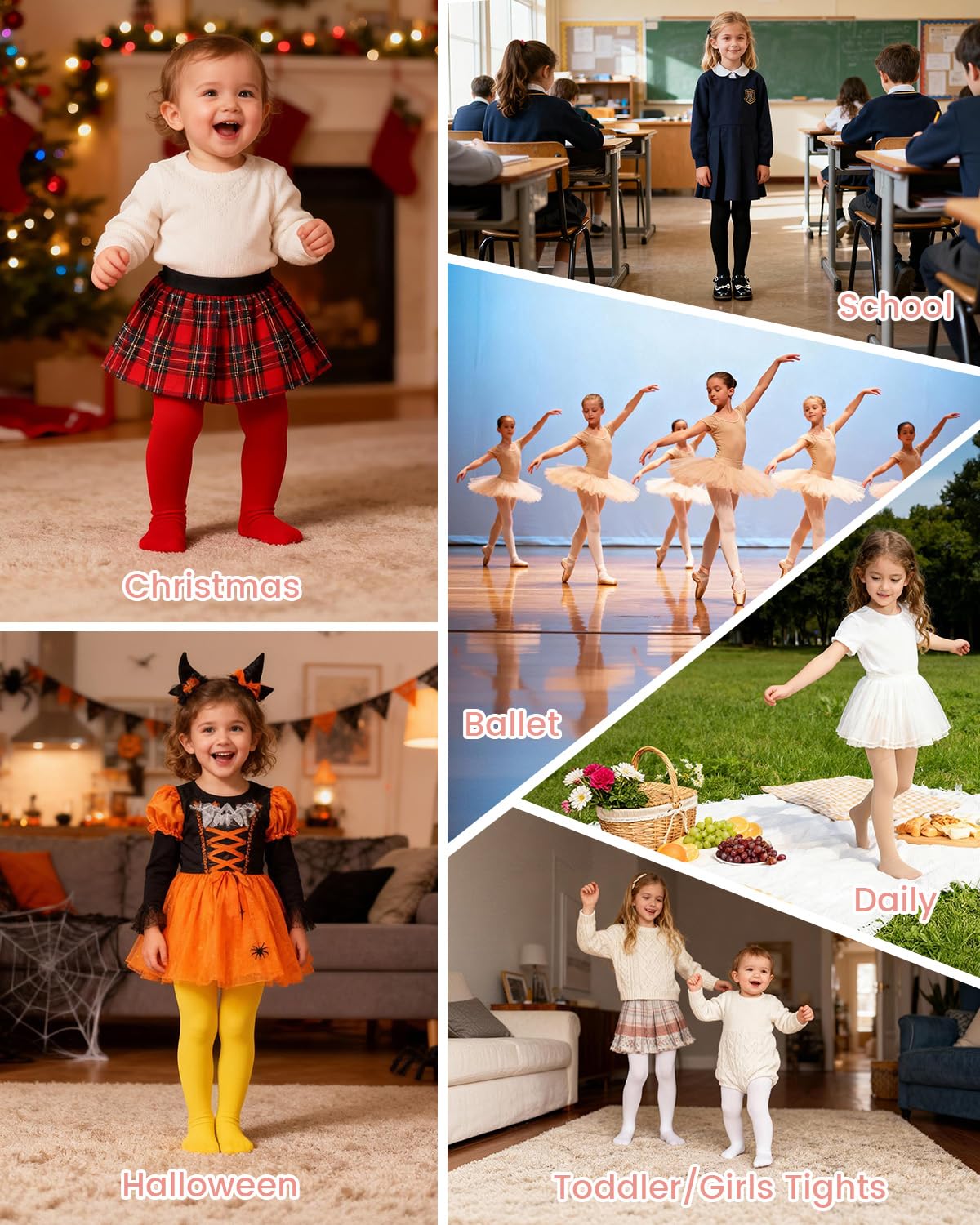 Century Star Toddler Ballet Tights White for 1-3t Girls-Soft Footed Dance Tights Leggings