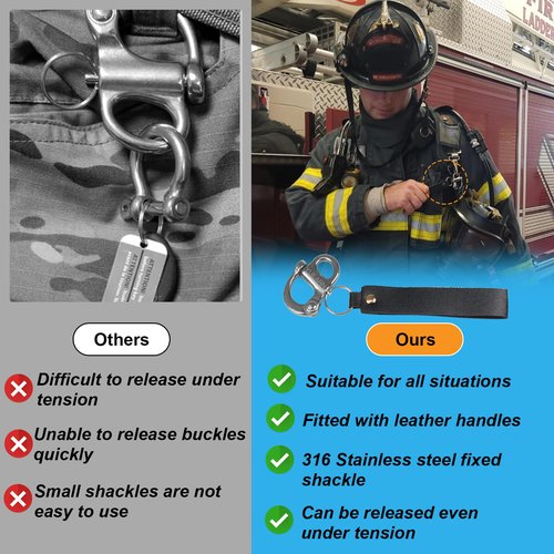 YUEARN Quick Release Clip Shackle for SCBA Mask, Firefighter Accessories, Quick Release Lanyard, Marine Grade 316 Stainless Steel Shackle (2)