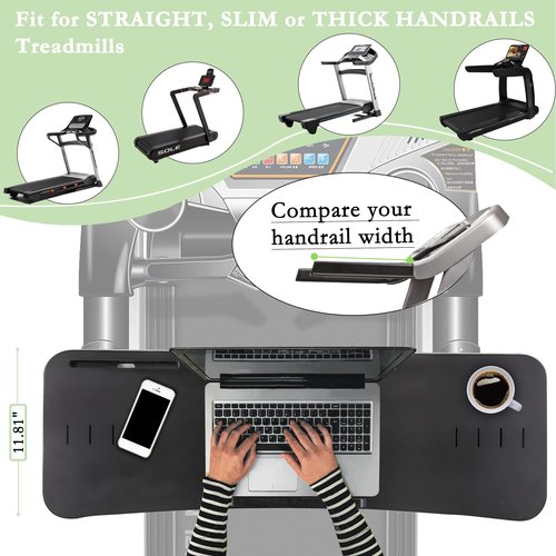 Nnewvante Treadmill Desk, Bamboo Laptop Holder Stand for Treadmill Attachment Workstation Handrail up to 35.5", Black