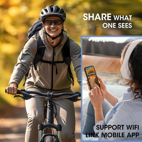Li&Lu Sport Camera with WiFi, Camera Sunglasses for Outdoor Sports Supports iOS&Android (64GB TF Card Included)