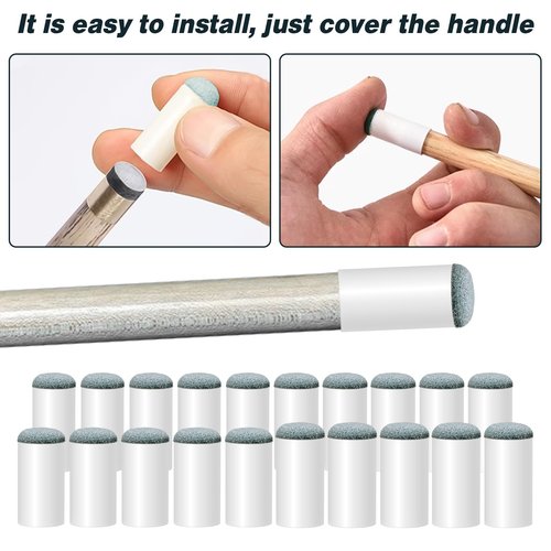 Mozeat Lens 20Pcs Billiard Pool Cue Tips, Slip on Cue Tips for Pool Stick 13mm/ 12mm/ 10mm/ 9mm Billiard Slip-On Tip Shaper Repair Screw on Tip Replacement Kit