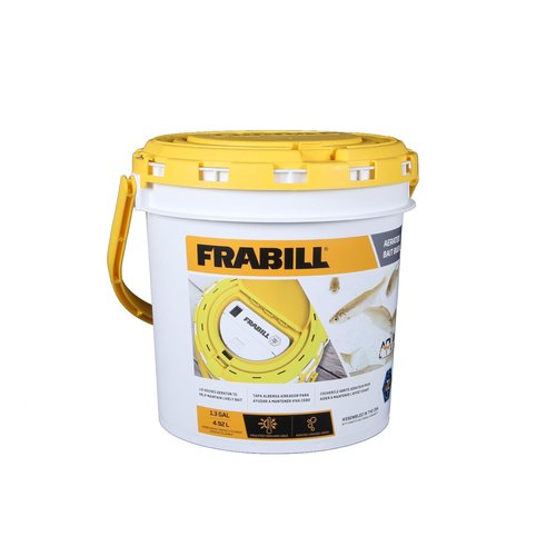 Frabill 4825 Insulated Bait Bucket with Built in Aerator , White and Yellow, 1.3 Gallons