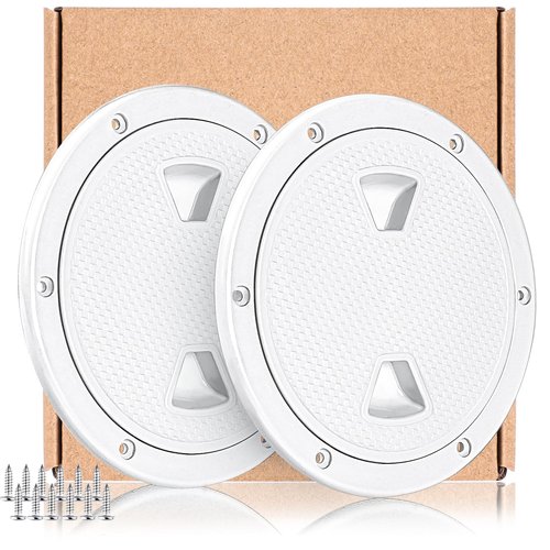 Smartmarine 2Pcs Boat Hatch White 4"6"8" Round Non Slip Inspection Hatch w/Detachable Cover for Marine Boat Yacht Truck RV (6")