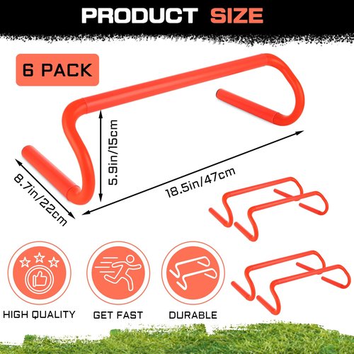 ASelected 6 Pack Hurdles Training Equipment 6 inch Agility Hurdles for Agility Training, Mini Speed Hurdles Wickets Track and Field, Speed Training Equipment for Soccer Basketball Hurdle Training