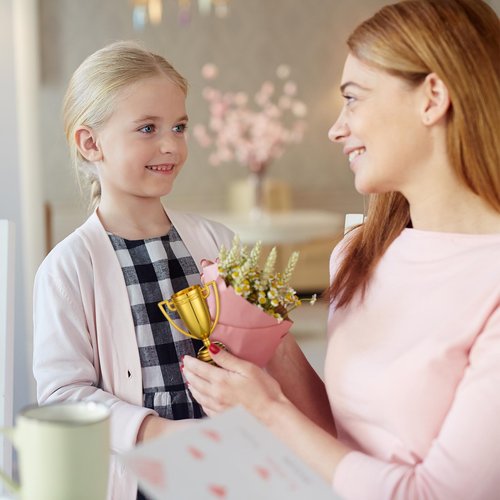VioraWhite Mothers Day Birthday Gifts for Mom from Husband Daughter Son World's Greatest Mom Trophy Small Funny Gold Trophy Cup Best Mama Ever Gift for Mother's Day Birthday Appreciation Award Present