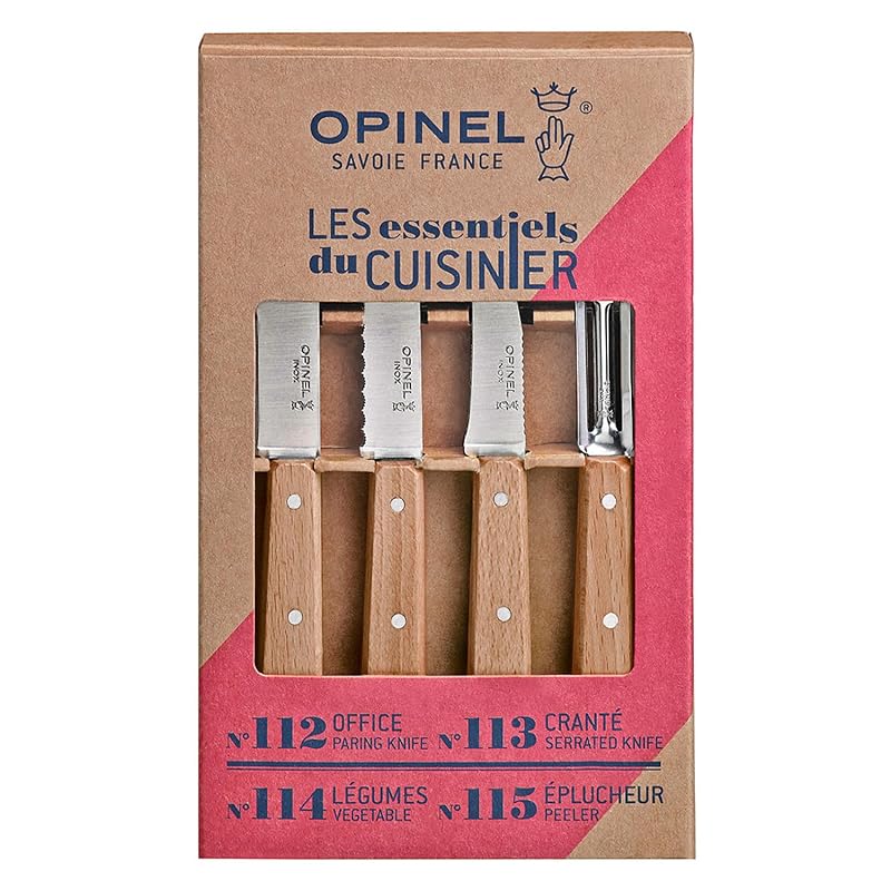 Opinel Les Essentials Beech Wood 4-Piece Kitchen Knife Set