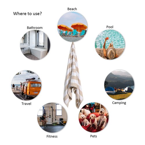 LULUHOME Large Oversized Beach Towel - Big Cotton 36 x 70 Inch Striped Pool Towel, Large Cabana Soft Swimming Towel for Adult Men Women,Chiffon