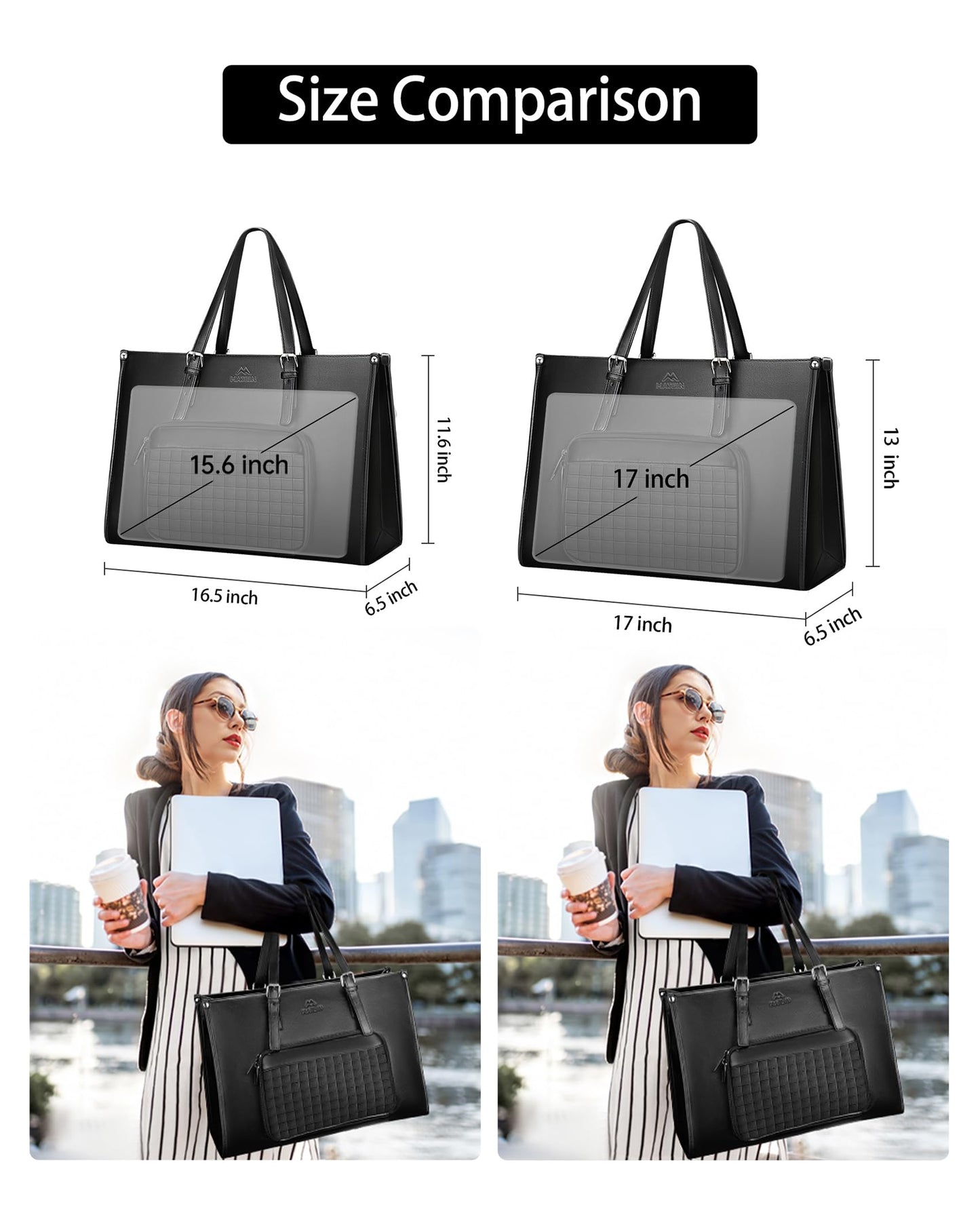 MATEIN 15.6 Inch Laptop Tote Bag with Insulated Lunch Compartment for Women
