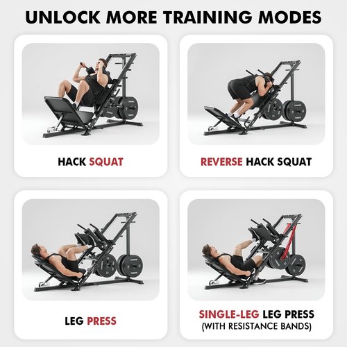 Mikolo Leg Press Hack Squat Machine Combo, Leg Press Machines for Home Gym with Linear Bearing, Hack Squat Machine with Rear and Front Band Pegs, Leg Machine for Full Range Leg Training, Black