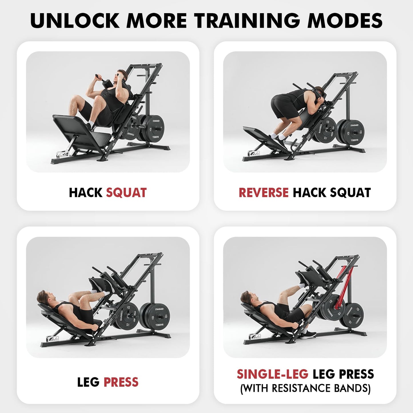 Mikolo Leg Press Hack Squat Machine Combo, Leg Press Machines for Home Gym with Linear Bearing, Hack Squat Machine with Rear and Front Band Pegs, Leg Machine for Full Range Leg Training, Black