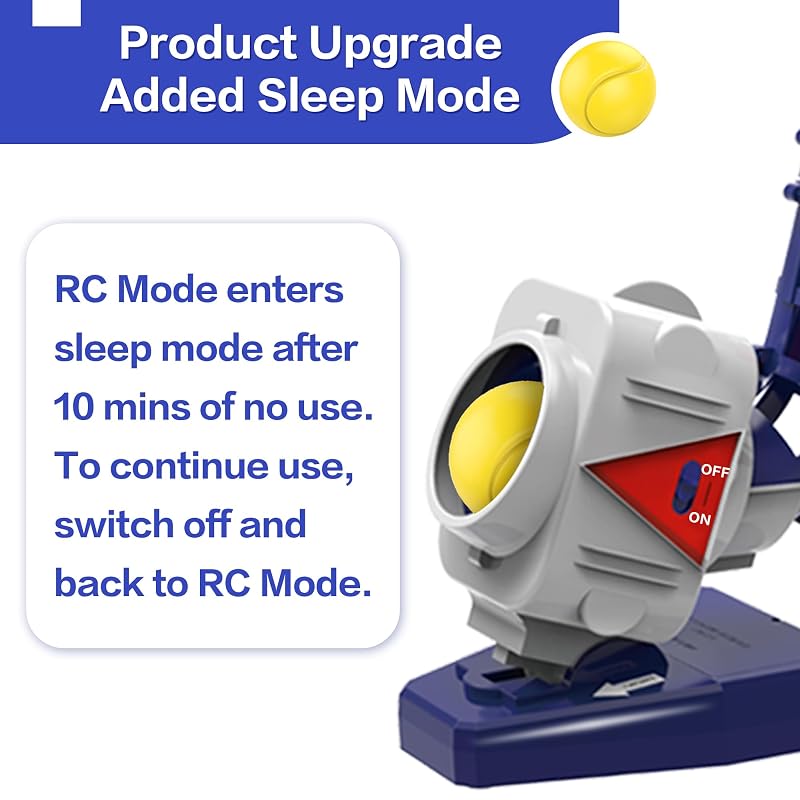 2-in-1 RC Pitching Machine for Baseball & Tennis (Navy Blue) – Includes Bat, Tennis Racket & 6 Balls