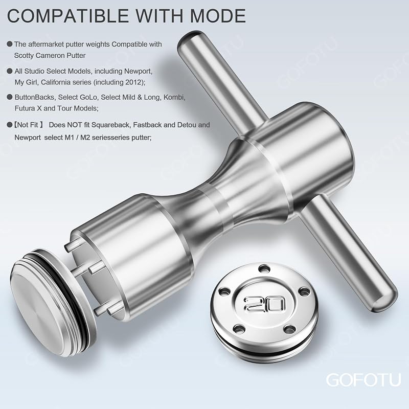 Golf Weights Set 2pcs 5g-45g for Titleist Scotty Cameron Newport putters w/ Wrench