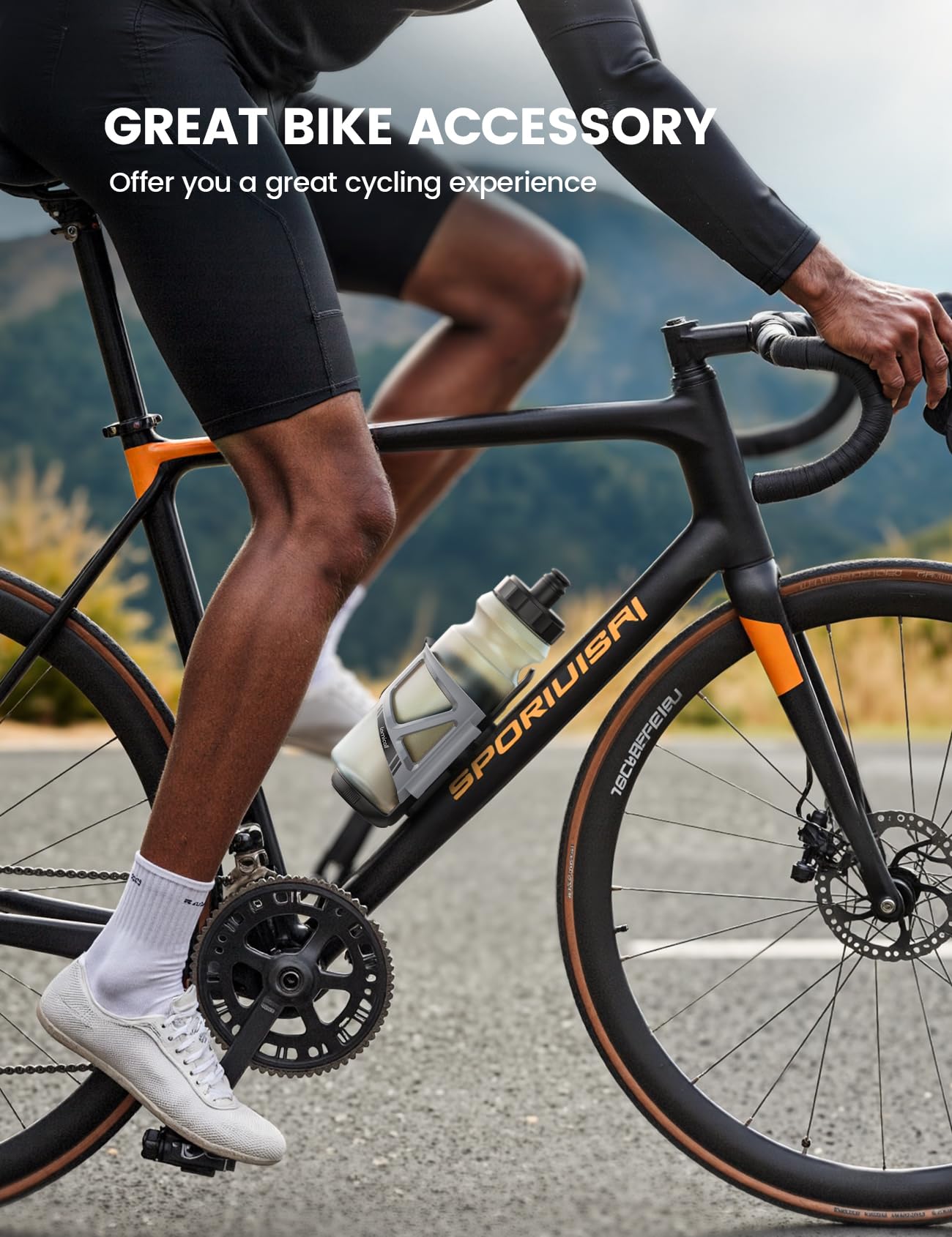 Lamicall Bike Water Bottle Holder - [Tracker Storage] [Adjustable Spring Design] Bike Cup Holder, Bicycle Drink Cage Gifts, Cycling Water Bottle Cage with Screws Tool, for 2.28-3.39" Diameter Bottles