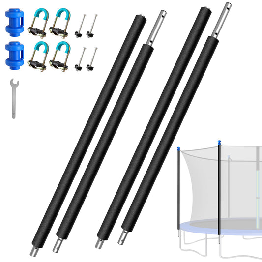 2PCS Trampoline Replacement Poles-Universal Trampoline Replacement Enclosure Poles Kit with Foam Sleeves，Pole Caps & Hardware for 2 Installation Methods, Fits 8-16FT Straight Pole Trampoline Frame
