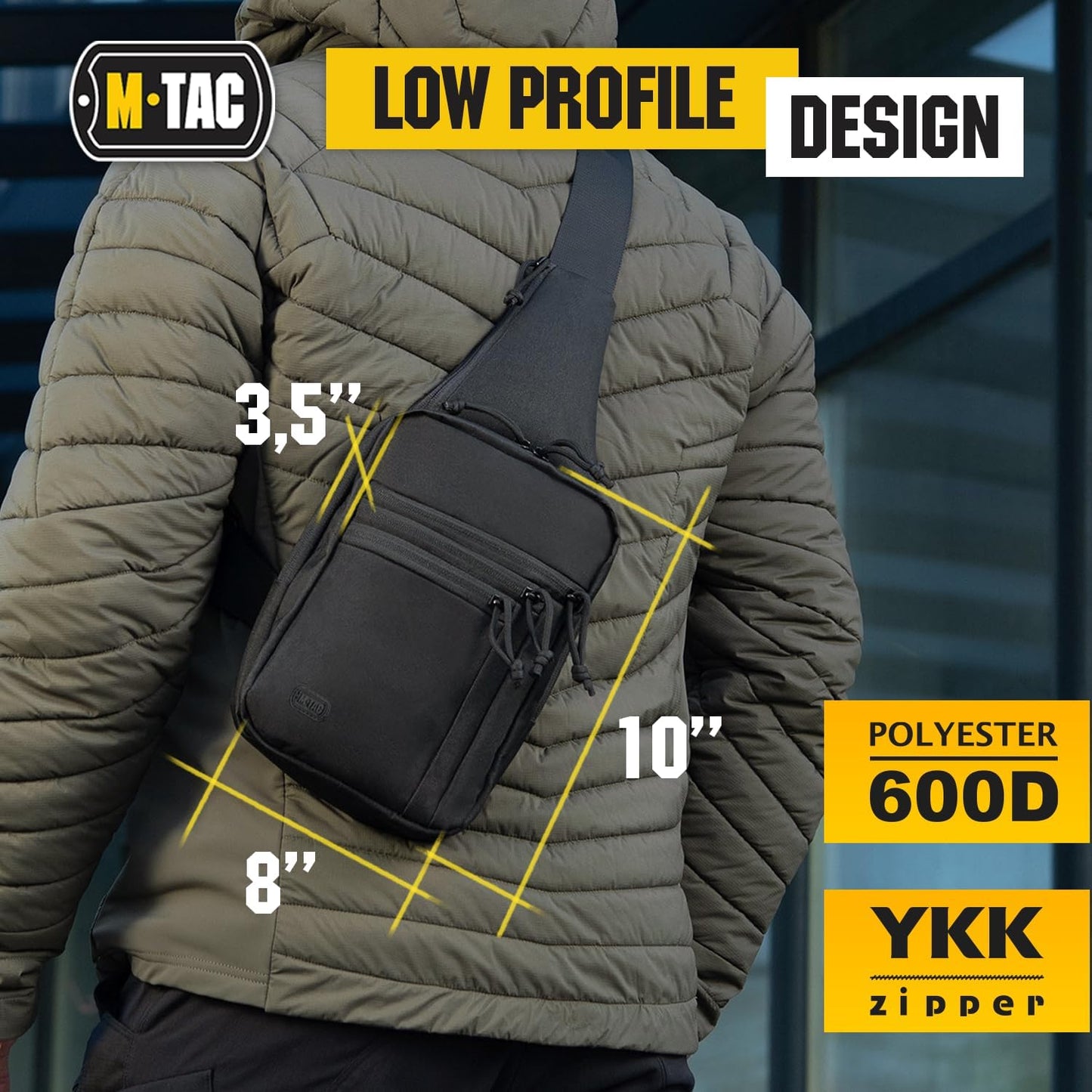 M-Tac CCW Sling Bag for Men & Women - Left-Handed EDC Shoulder Bag Tactical - Crossbody Concealed Carry Bag - Mens Chest Pack (Grey Left-Handed)