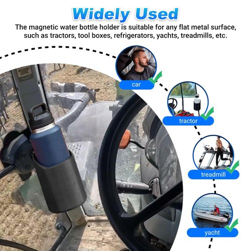 Magnetic Bottle Holder, Heavy Duty Magnetic Drink Holder, Big Magnetic Bottle Mounts for 46, 50, 64 Oz,Portable Magnetic Drink Holder for Tractor Fridge Yacht RV Forklifts Bus Lawnmower Truck(46)