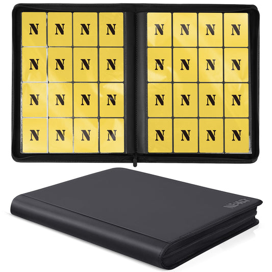 16 Pocket Card Binder,1280 Pockets Ringless Trading Card Binder,Premium Zipper Card Album Folder for TCG,MTG,Game&Sports Cards(BLACK)