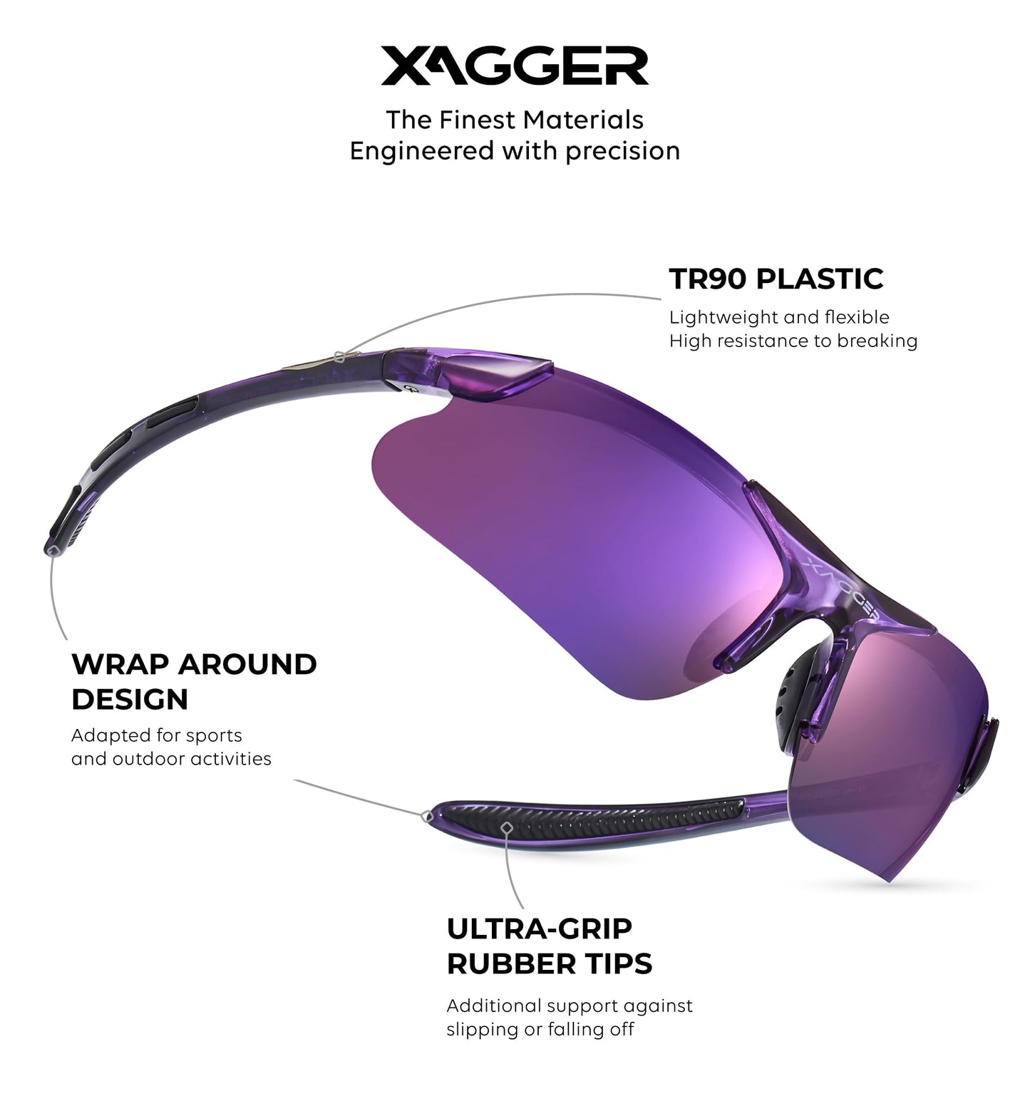 Xagger Kids Youth Polarized Sports Sunglasses for Boys Girls Baseball Softball Glasses TR90 Frame