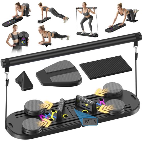 MOVOCA Pilates Board, Foldable Pilates Reformer Equipment with Timer, 7-in-1 Multi-Purpose Portable Pilates Reformer Machine Home Pilates Kit for Home Workout, Fitness, Exercise, Abs, Core Equipment