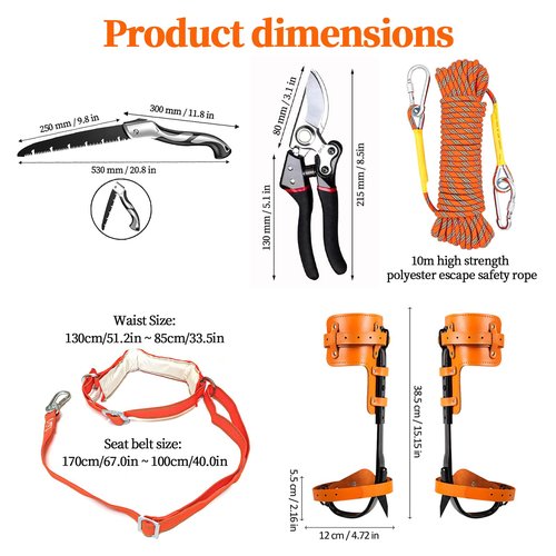 Esayendder Tree Climbing Spikes, Tree Climbing Gear Set, for Logging, Tree surgen