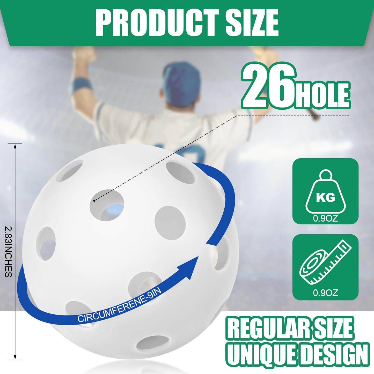 Tanlade 36 Pack Baseball Practice Balls Plastic Training Balls Lightweight Hollow Airflow Softballs with a Drawstring Bag for Hitting,Batting,Pitching, 2.91 in Indoor Outdoor Use Gift(White)