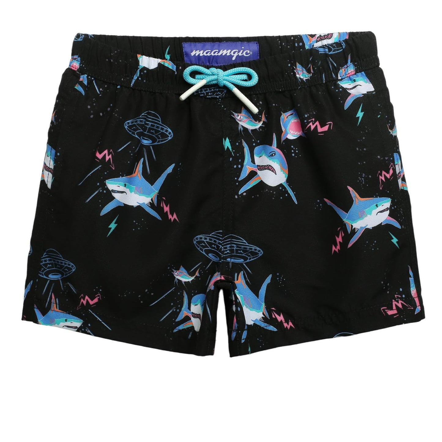 maamgic Boys Swim Trunks Toddler Swim Shorts Little Boys Bathing Suit Swimsuit Toddler Boy Swimwear Shark Black 8 Years
