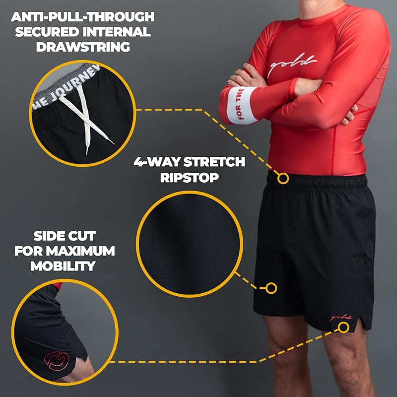 Gold BJJ Airflex Jiu Jitsu Shorts - Black, Large – MMA, No-Gi Fight Short