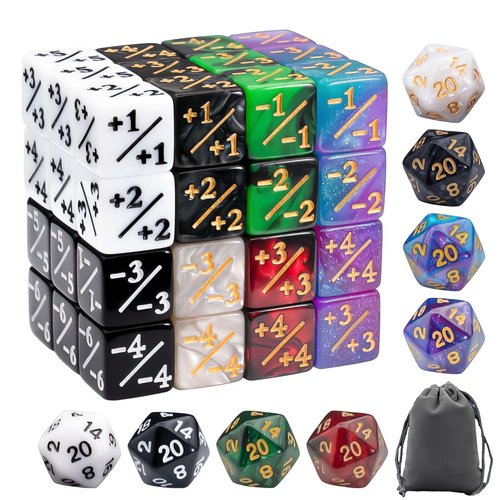 56 Pieces MTG Counter Dice Set in 8 Colors, 48 Pieces Magic The Gathering Life Counters Tokens Dice Set and 8 Pieces D20 for MTG, TCG, Cards Gaming Accessories