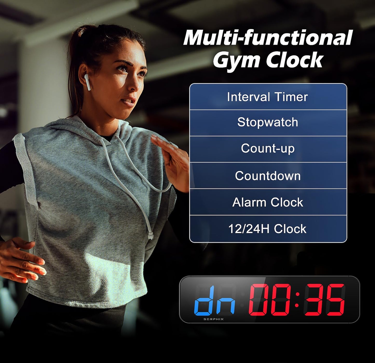 15.2" Gym Timer, App & Remote Control, Gym Clock for Home Garage Outdoor