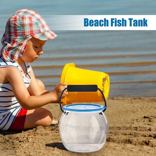 Catch and Release Plastiic Beach Aquarium Kit - Fish Travel Container | Fish Transport Container | Transparent Bait Buckets for Fishing | Leak-Proof Storage Box for Beach Seine Netting Live Bait
