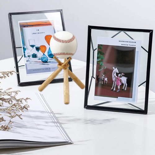 TIHOOD 2PCS Wooden Baseball Display Stand Holder -Consists of 3 Mini Baseball Bat