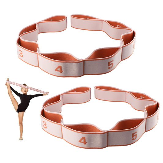 2 Pcs Stretch Bands for Flexibility, Resistance Kids Ballet Dance Exercise Band Stuff Adjustable Stretching Yoga Straps with 8 Loops for Children's Pilates Latin Yoga Equipment (Light Pink)