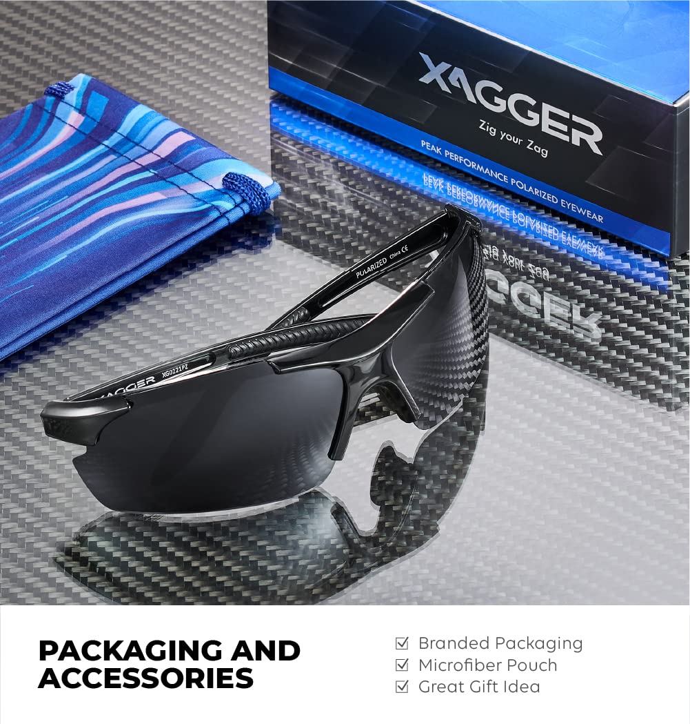 Xagger Polarized Sports Sunglasses for Men Women Wrap Around UV400 Running Baseball Softball Cycling Golf Hiking Fishing Driving Glasses