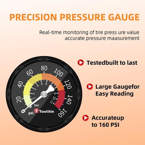 TOOLITIN Floor Bicycle Pump with Gauge,160 Psi High Pressure,Bike Pump Compatible with Presta and Schrader Valve,Bike Tire Pump for Road Bike,MTB,Hybrid,Balls