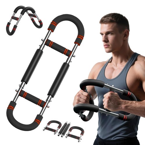 Twister Arm Trainer, Adjustable Resistance Spring Workout Bar for Chest, Arms, Shoulders and Forearms Muscle Training, Portable Home Fitness Equipment, Upper Body Strength Trainer