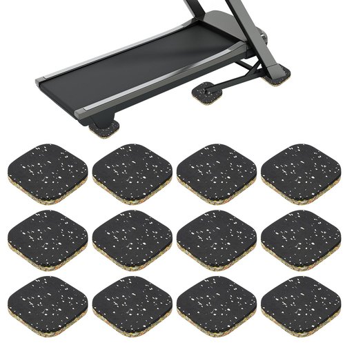 PATIKIL 12 Pcs Treadmill Mat Pads, 4x4x0.6 High Density Foam Anti Vibration Pad Sound Proof Floor Mat Exercise Equipment Mat for Carpet Protect Noise Reduction Home Gym, White