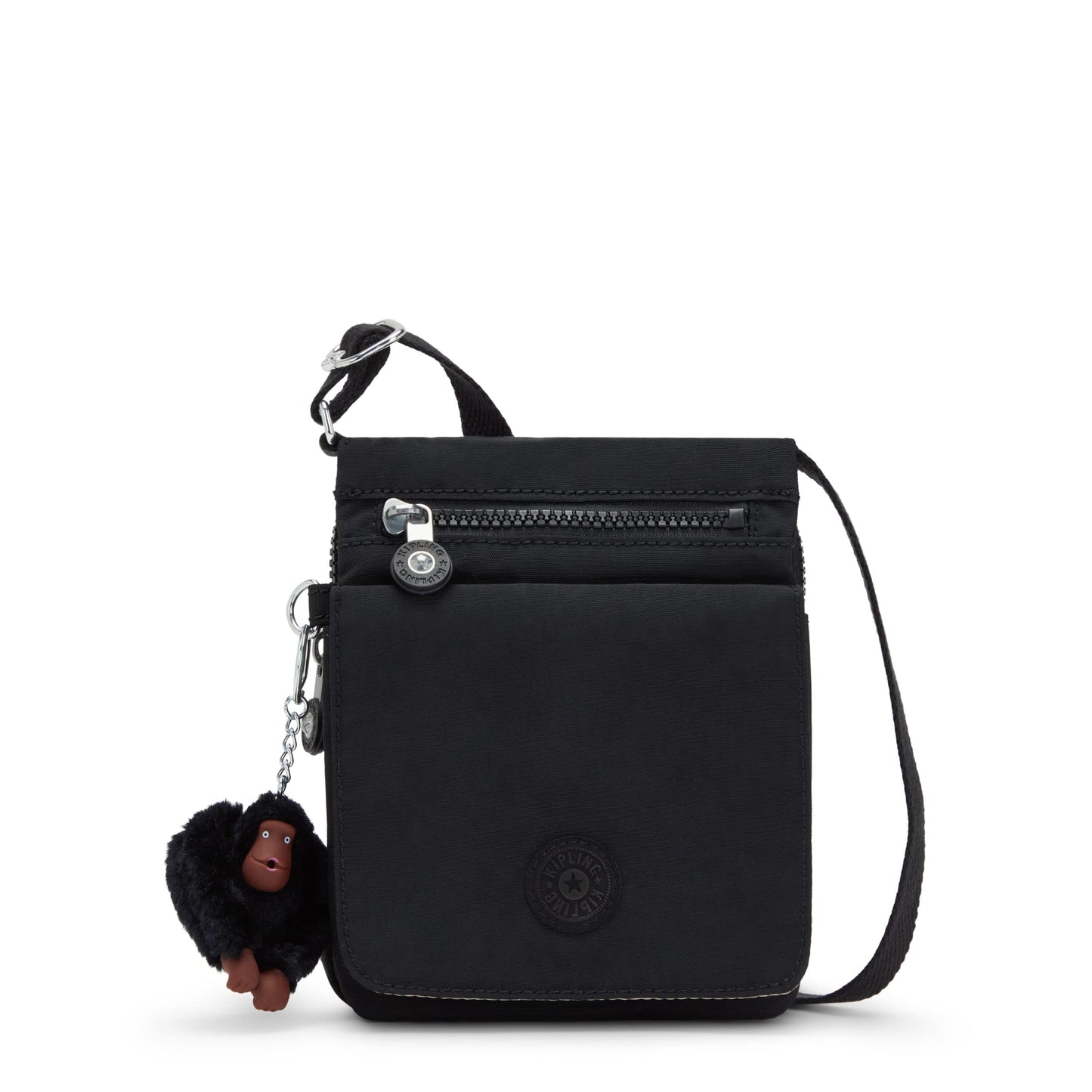 Kipling Womens Women's New Eldorado Minibag, Lightweight Bag, Nylon Travel Crossbody Bag, Black Tonal, 6 L x 7.75 H 0.75 D US