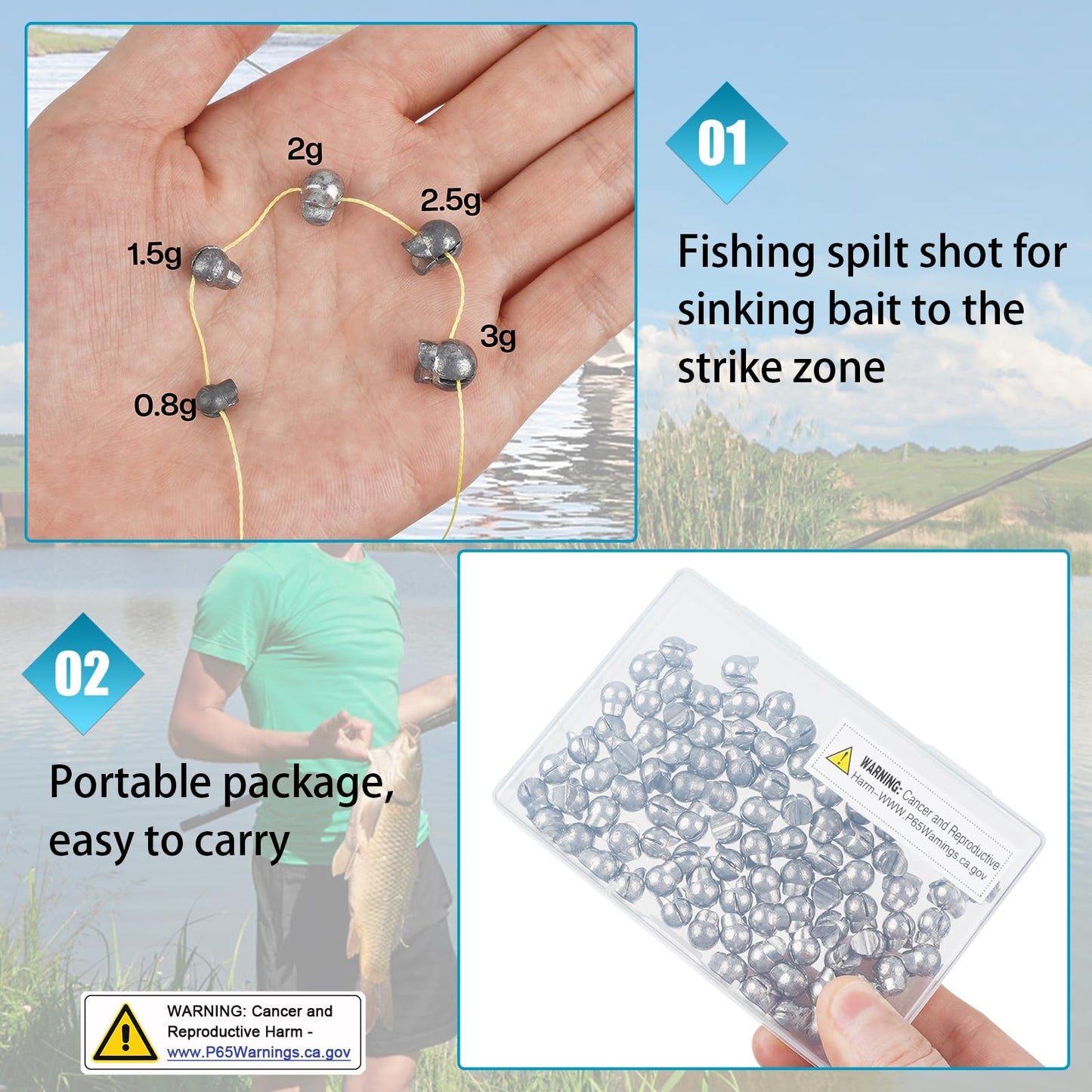 100pcs Split Shot Fishing Weights Removable Round Clip On Fly Fishing Line Sinkers Freshwater Saltwater Split Shot Fishing Sinkers Weights