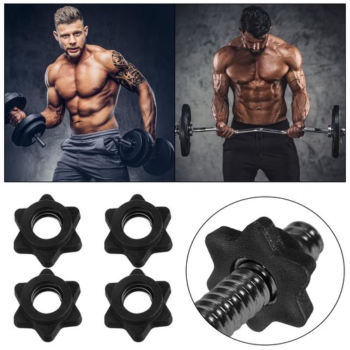 4PCS Dumbbell Collars 1" Barbell Collar Clamps Hex Nut Barbell Clips for Dumbbells, Spinlock Weight Bar Clamps for 1 Inch Standard Barbells Bars Sports Weight Lifting Fitness for Bars at Home or Gym
