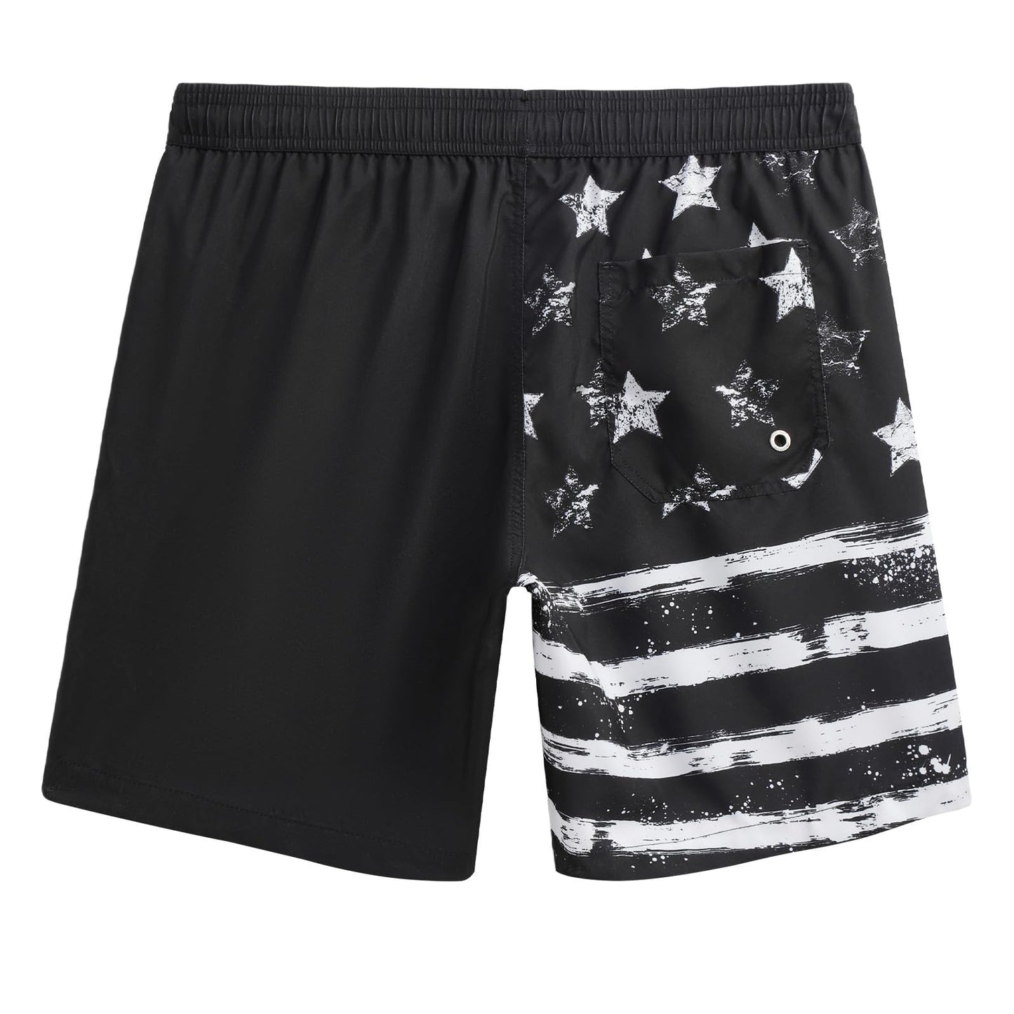 maamgic Mens Swim Trunks Quick Dry Swim Shorts with Mesh Lining Funny Swimwear Bathing Suits 7inch Left American Flag XX-Large