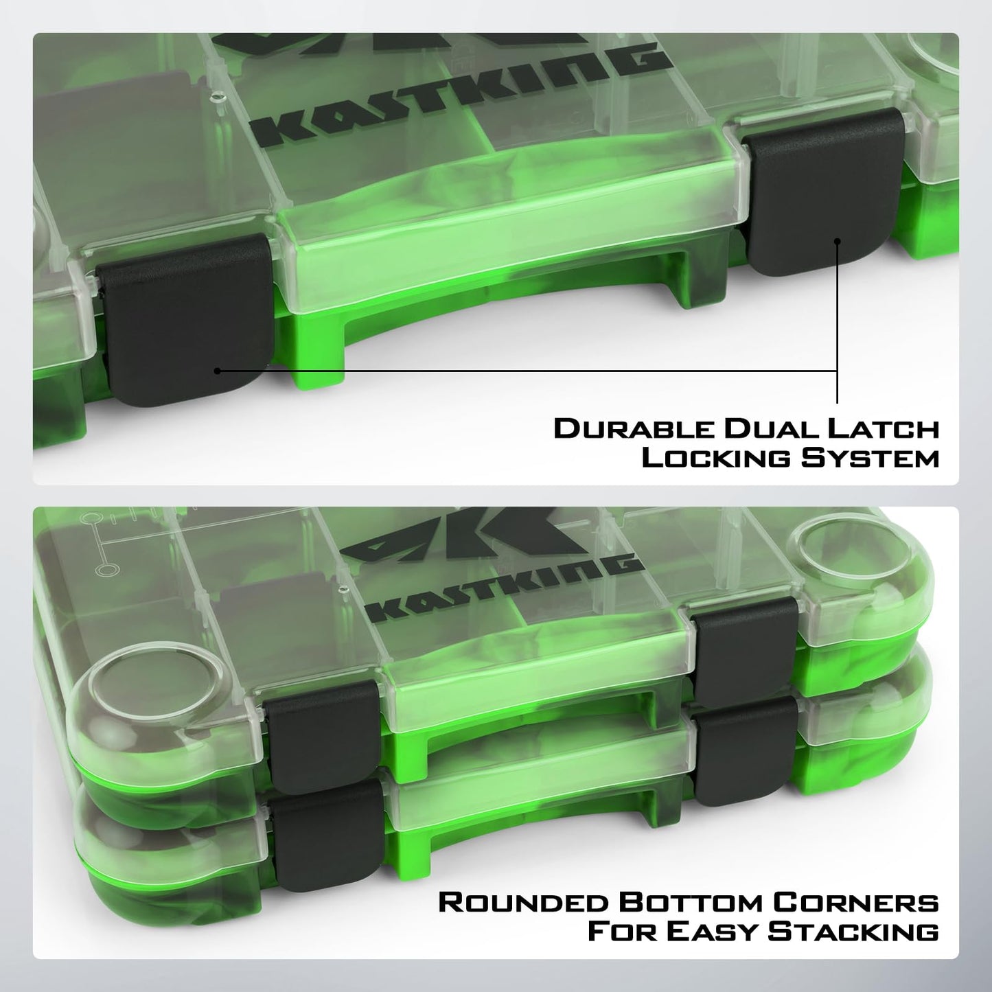 KastKing Bait Vault Camouflage Tackle Box, Plastic Fishing Tackle Box Storage Organizer with Removable Dividers, 4 Packs Tackle Trays Terminal Tackle Storage, Rounded Corner Lure Boxes