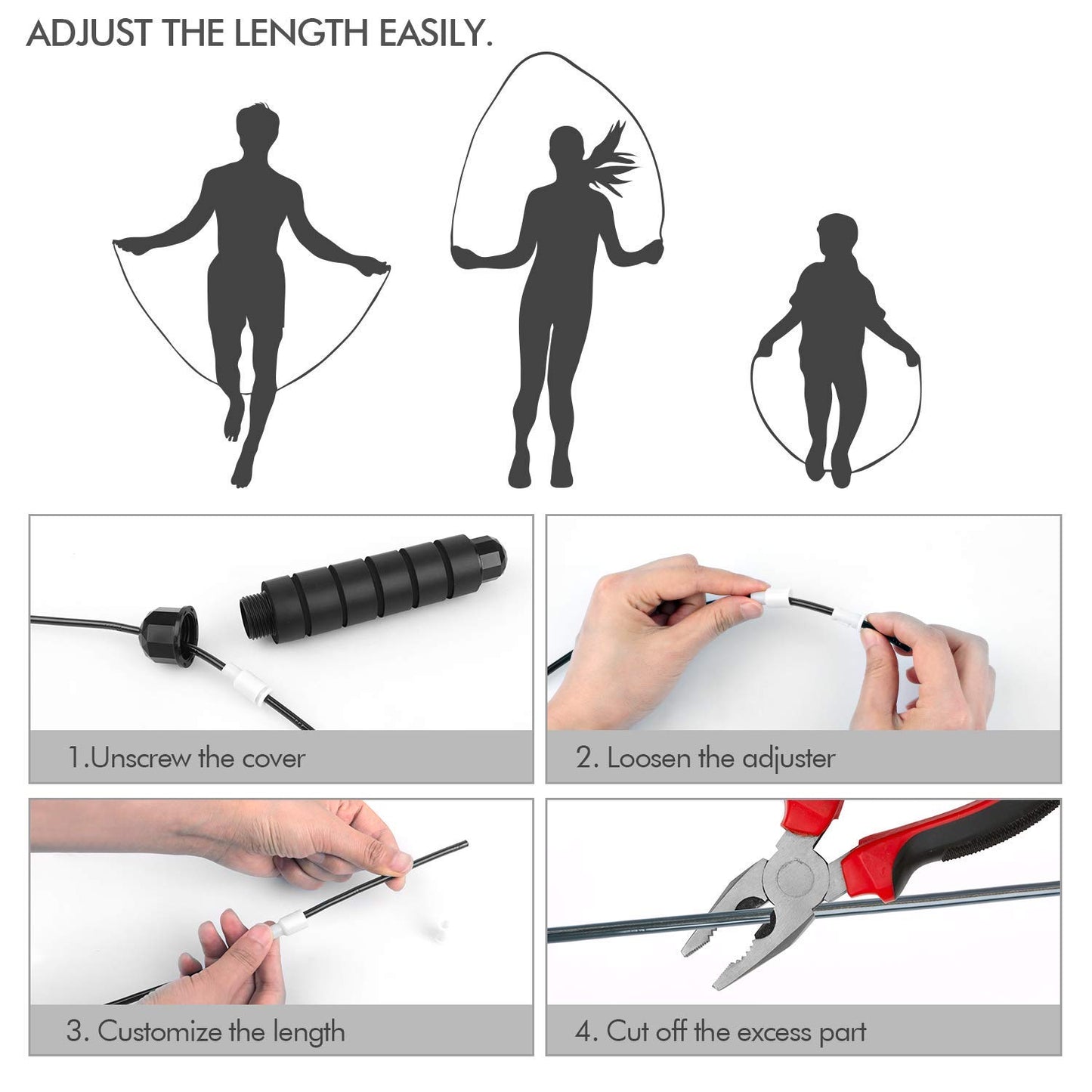 AgiliQ Jump Rope, Adjustable Jump Ropes,Skipping Rope Tangle-Free Rapid Speed with Ball Bearings for Women Men Kids,Exercise & Slim Body Jumprope at Home School Gym (Red)