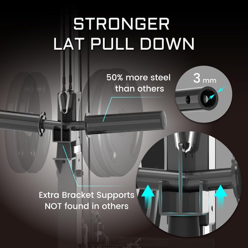 Fitness Reality XLT Squat Rack with LAT Pulldown, Landmine, Weight Horn Attachments , Barbell Holder