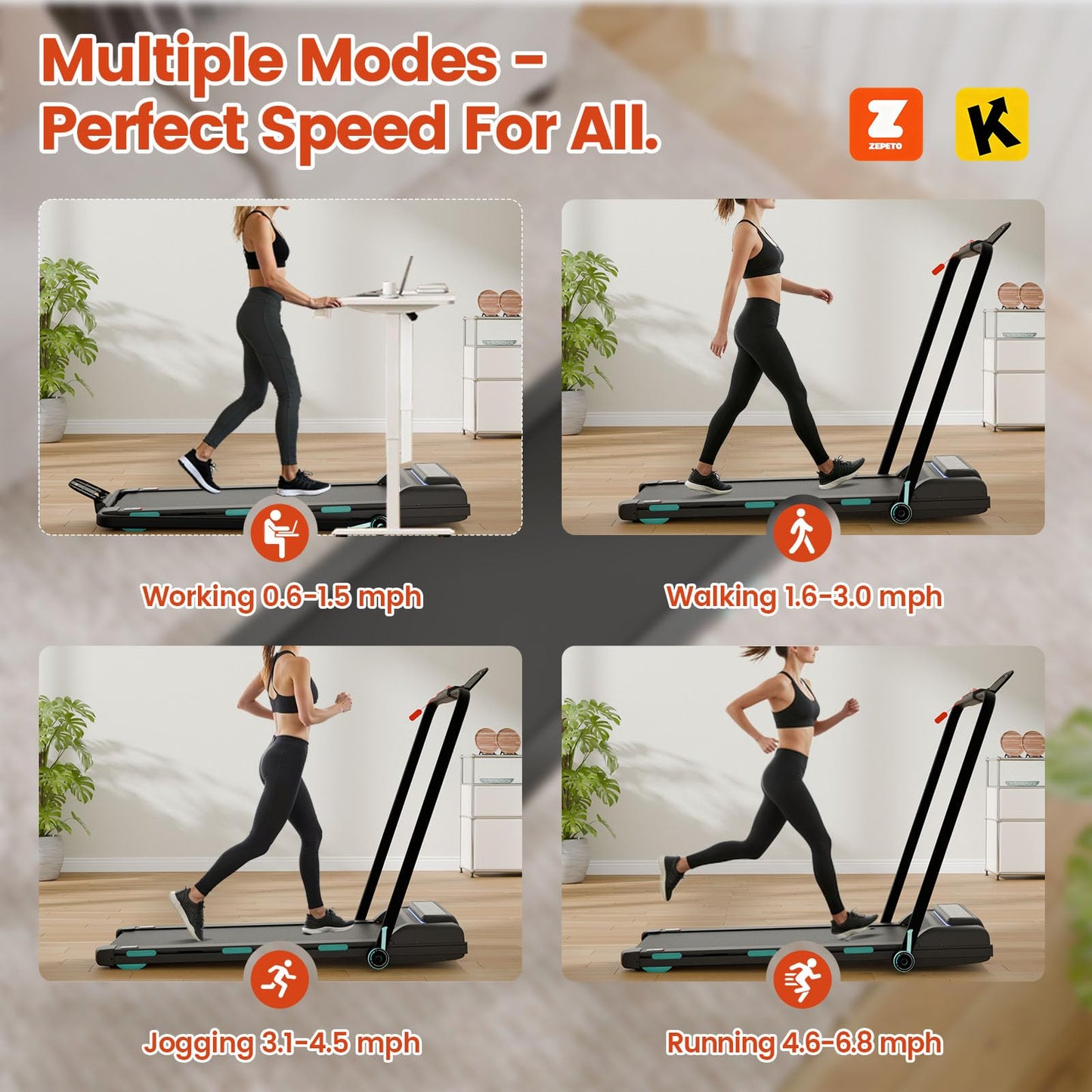 Trygoal Treadmill with 12% 11-Level Auto Incline, Walking Pad with Handle Bar, 450 lbs Capacity, Under Desk Foldable Treadmills with Bluetooth Speaker, Powerful Walking Pad for Home, APP Connect