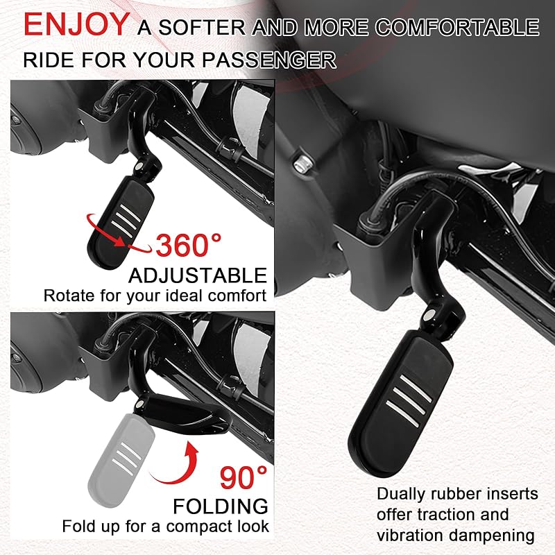 Passenger Foot Pegs for Sportster XL 2014-2022 Black Streamliner Style – WOWTK